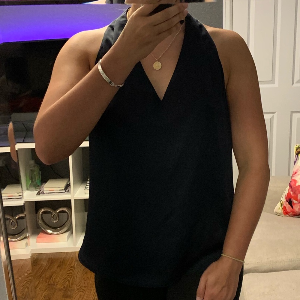 Navy Blue Satin Top